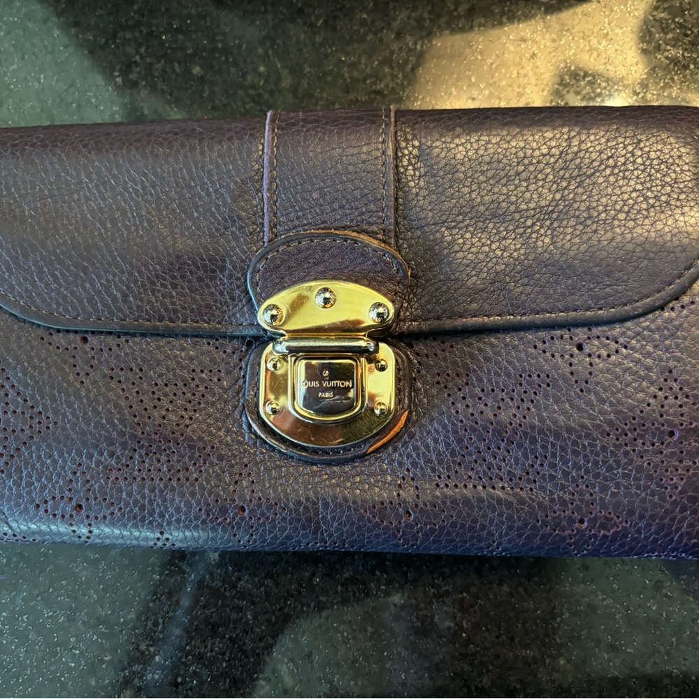 LV Leather Purple Wallet (some rubbing)